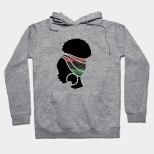 Afro Hair Woman with Pan African Flag Headwrap Hoodie